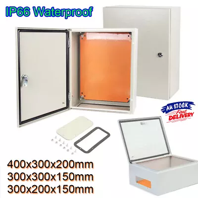 $63.99 • Buy IP66 Steel Electrical Enclosure Box Wall Mount Lock Cabinet Switchboard Junction