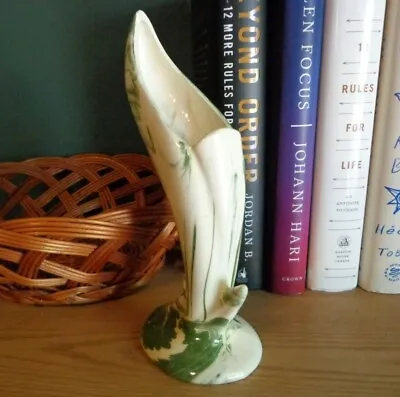 Van Briggle Calla Lily/ Jack In The Pulpit Bud Vase Green And White Vintage • $15