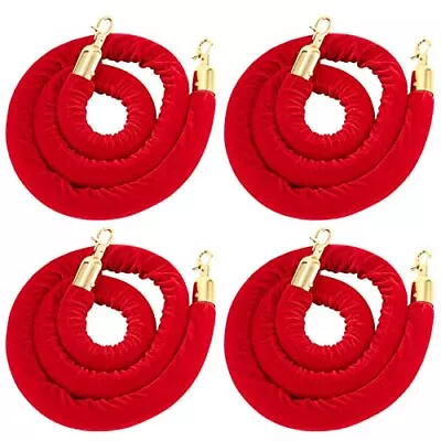 MAHIONG 4 Pack 6.5 Feet Red Velvet Stanchion Rope Crowd Control Rope Barrier ... • $44.73