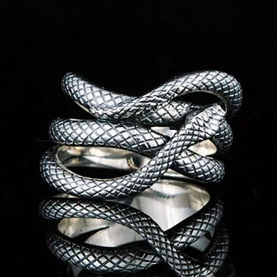 Fashion 925 Silver Plated Ring Snake Jewelry Gift Women/Men Party Ring Sz 6-10 • $1.76