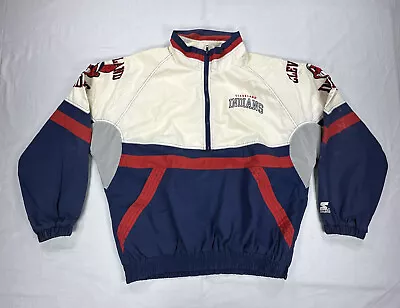 Vintage Starter Men's L Windbreaker 1/2 Zip Cleveland Indians Chief Wahoo Logo • $53.99