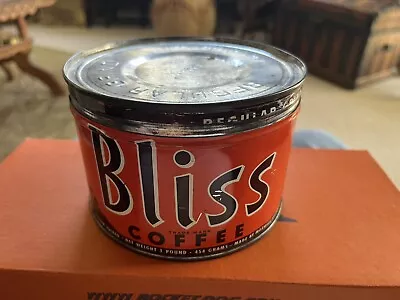 Clean Vintage BLISS 1-Pound Coffee Can Tin With Lid • $19.30