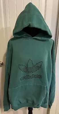 Vtg HTF Adidas Hoodie Sweatshirt XXL Green Pullover Trefoil Logo Made In USA 90s • $94.99