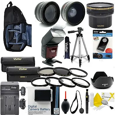 Canon Rebel T7  Accessories Bundle Kit Includes Bag Flash Lenses Tripod Filters • $180.71