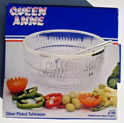 Queen Anne Silver Plated Salad Bowl And Servers ~ Mayell ~ With Original Box ~ • £7.70