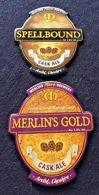 MERLINS MICRO BREWERY Pumpclip Hand Pull Bitter Real Ale CAMRA Arclid Cheshire • £9.99