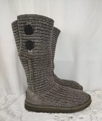 Ugg Australia 5649 Classic Cardy Grey Gray Knit Sweater Boots Women's Sz 5 • $22