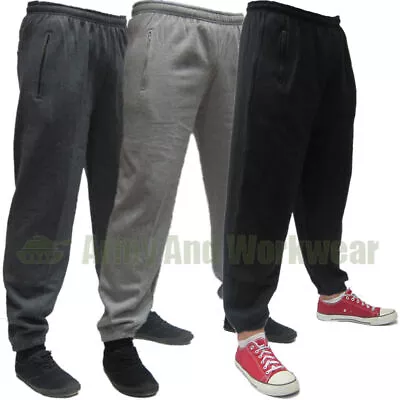 Mens Gym Baggy Tracksuit Elasticated Jogging Fleece Bottoms Trousers Zip Pockets • £11.99