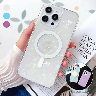 For IPhone 14 Plus 13 12 Pro Max 11 Seashell Marble Mag Safe Cover Case Magnetic • $18.68