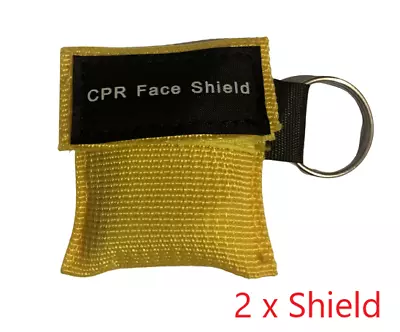 2 X CPR Mouth To Mouth Face Mask Shield Key Ring Pouch Yellow • £4.99