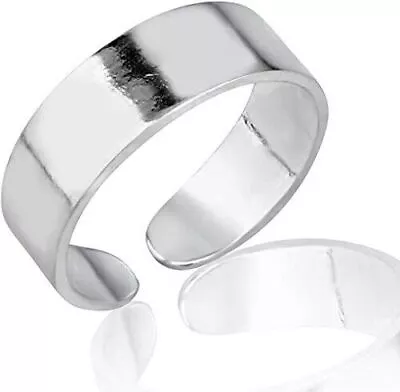 925 Sterling Silver Simple Classic Minimalist Wide Band Unisex Ended Toe Ring • $14.91