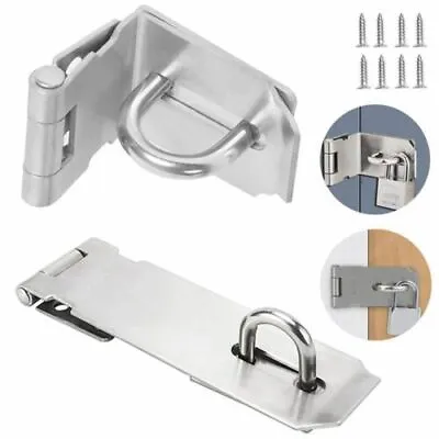 Burglar-proof Stainless Steel Door Clasp Lock Shed Latch Padlock Hasp Gate Bolt • £6.29