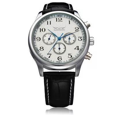 6 Hands Men Casual Automatic Auto Mechanical Leather Strap Wrist Watch Week Day • $41.90