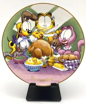 Danbury Mint Garfield Calendar Plate Jim Davis - November - Thanksgiving Feast • $19.99