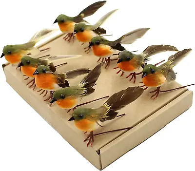 10PCS Robin Bird Christmas Tree Decoration Craft Very Cute Artificial • £11.45