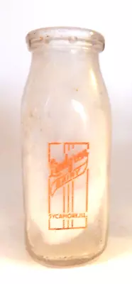 Lindgren Dairy Sycamore ILL. IL.  Square Pyroglazed Half Pint Milk Bottle • $29.99