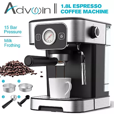 $129.90 • Buy 15 Bar Espresso Coffee Machine  Double Shot Cafe Latte Cappuccino Milk Frother