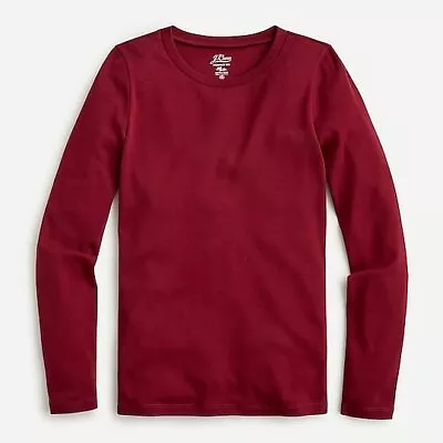 J Crew B1304 NWT Woman Size XXS Slim Perfect LS T-Shirt In Vintage Burgundy #131 • $21.99