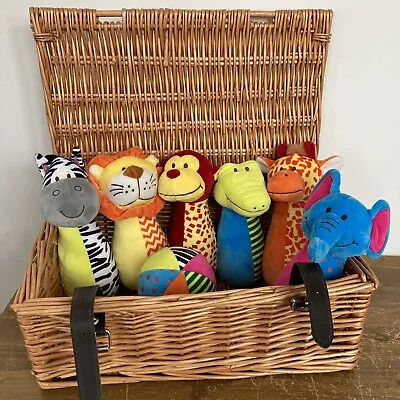 Jingly Jungle Bowling Set Skittles Soft Bell Basket Toy Toddler • £29.95