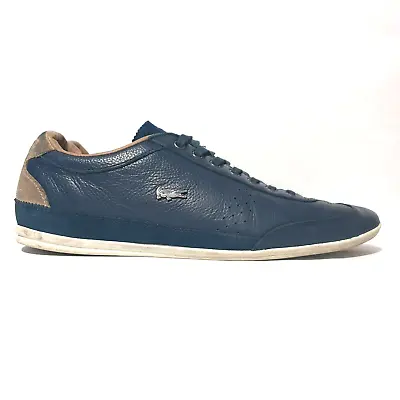 Lacoste Sneakers Sz US10 UK9 EU43 Blue Leather Misano 34 SRM Lace Up LowTop Mens • £24.76