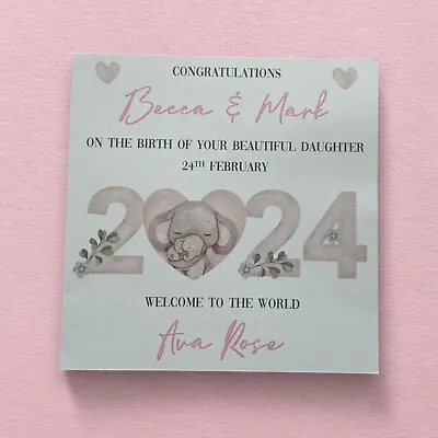 Personalised New Baby Girl/Boy Card 2024 - Birth Of Daughter/Son Congratulations • £2.95