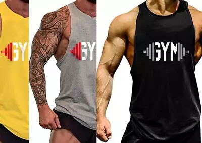 Men's Tank Top Sleeveless Shirt Y-Back Gym Training Athletic Workout Muscle Vest • $26.99