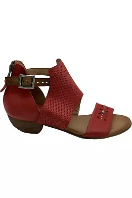 Miz Mooz Leather Wide Width Cut-Out Sandals Caribe Scarlet • $47.99