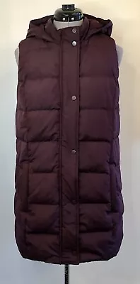 J Jill Down Long Line Tunic Hooded Puffer Vest Zip With Snap Button Size Medium • £43.32