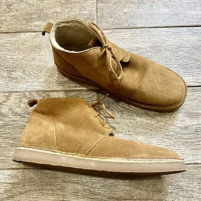 Zara Suede Faux Shearling Sherpa Lace Up Chukka Ankle Boots Sz 39 US 8 Tan • $29.90