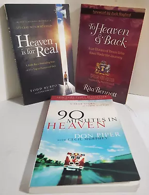 Lot Of 3 Books: 90 Minutes In Heaven + Heaven Is For Real + To Heaven & Back • $7.97