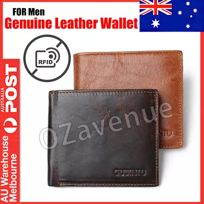 $14.99 • Buy Lexury Leather Mens Purse Bifold Credit Card Wallet RFID Blocking Anti Scan OZ