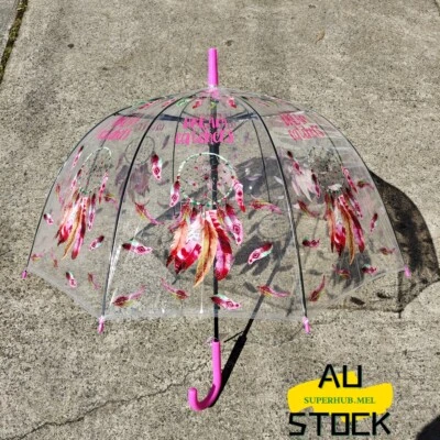 $28.95 • Buy 2X Dreamcatcher Foldable Umbrella Clear PVC 82cm Umbrella Rain Kids Boho Sty AU