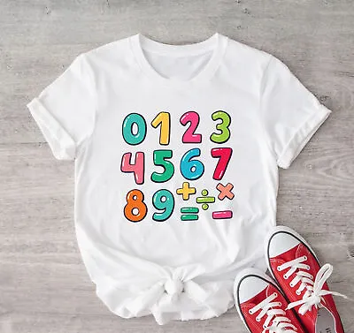 Colorful Maths Day 2023 Kids T Shirt Boys Girls Funny Math Symbol Gift Tee Top • £7.99