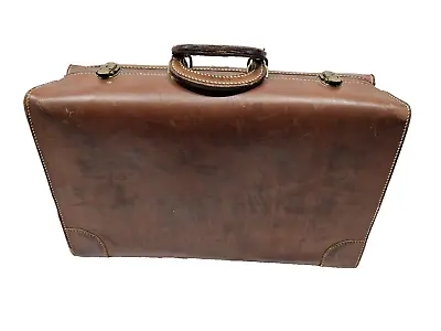 Vintage Boyle Pigskin Leather Suitcase  Luggage 21 X14   W/ Keys C 1940s • $69