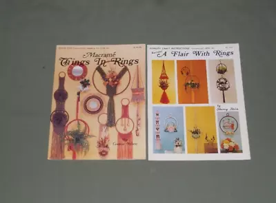 2 Vintage Macrame Books Patterns Using Round Square D Shape Plastic Wire Rings • $6.95