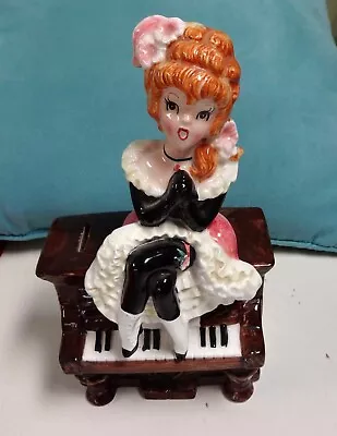 Lefton 6634 Coin Op Music Box Musical Bank Cabaret Saloon Singer Lady Piano • $29.50