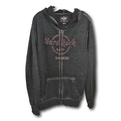 Hard Rock Cafe Hoodie Mens Embroiderd Dark Gray San Diego Zip Up Size: XXL • $35