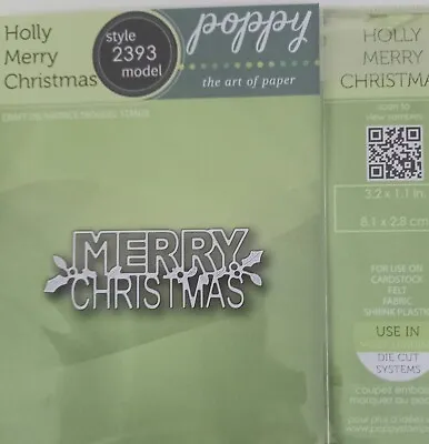 £9.99 • Buy Poppystamps Holly Merry Christmas Die 2393 NEW