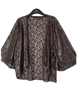 £4.50 • Buy Ladies Brown Metallic Beach Shawl Cover Up Bollero Cardigan Size 8-10 /S ⭐️VGC⭐️