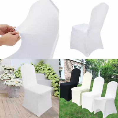 100 Spandex Wedding Dining Room Chair Covers Slip SEAT Cover Stretch Removable • £2.29