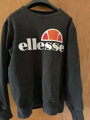 £0.99 • Buy Ellesse Mens Sweatshirt Pullover Jumper Spellout Logo Black Size Small