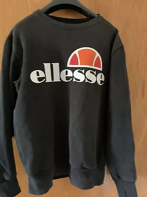 £0.99 • Buy Ellesse Mens Sweatshirt Pullover Jumper Spellout Logo Black Size Small