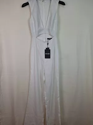 Missguided Womens White V Neck Sleeveless Jumpsuit Size 6 Brand New • £12