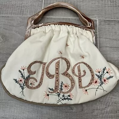 Vtg 70s  Embroidered Purse Initials JBD Handmade Cottagecore Festival Prairie • $25.99