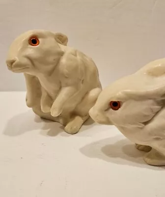 Vintage Santini White Hare Rabbit Pair Classic Figure Italian  Sculpture • $60