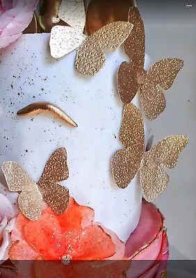 24 Edible Gold Butterflies Birthday Cake Cup Cake Baby Shower Wedding Engagement • $15.11