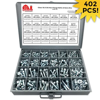 Class 10.9 JIS Metric Hex Flange Bolt Screw Nut Assortment Kit Grade - 402PCS • $145.20