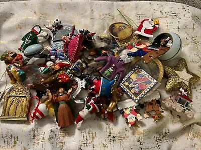 Lot Of Christmas Tree Ornaments Metal Plastic Brass Hallmark Dogs Cats Santa VTG • $32