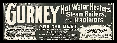 1897 Gurney Hot Water Heater Steam Boiler Radiator Home Appliance Print Ad 8989 • $13.96