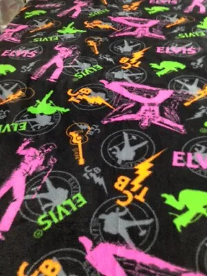 Fleece Knotted Tied Blanket - Elvis Blanket - Neon Elvis -Throw  70  X 58  • $50